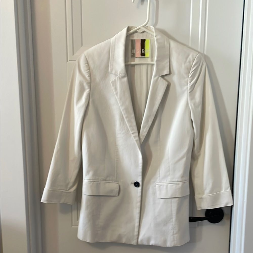 MSGM White 3/4 Sleeve Blazer